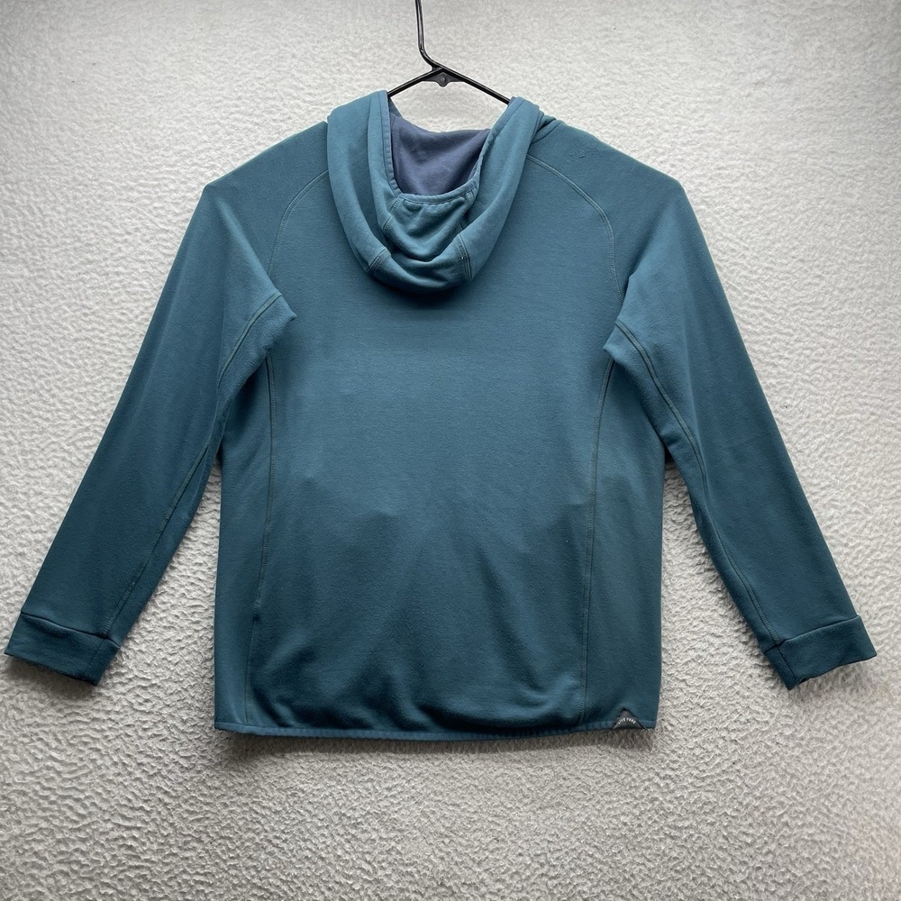Free Fly Hoodie Mens Small S Bamboo Thermal Fleece Full Zip Pocket Teal Blue - Picture 6 of 12